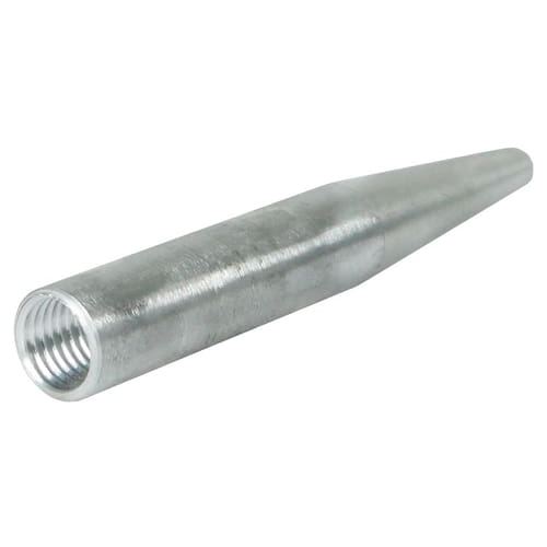 Splice awl 18, silver-coloured metal tip with internal thread at the wide end and tapered narrow end, without visible manufacturer