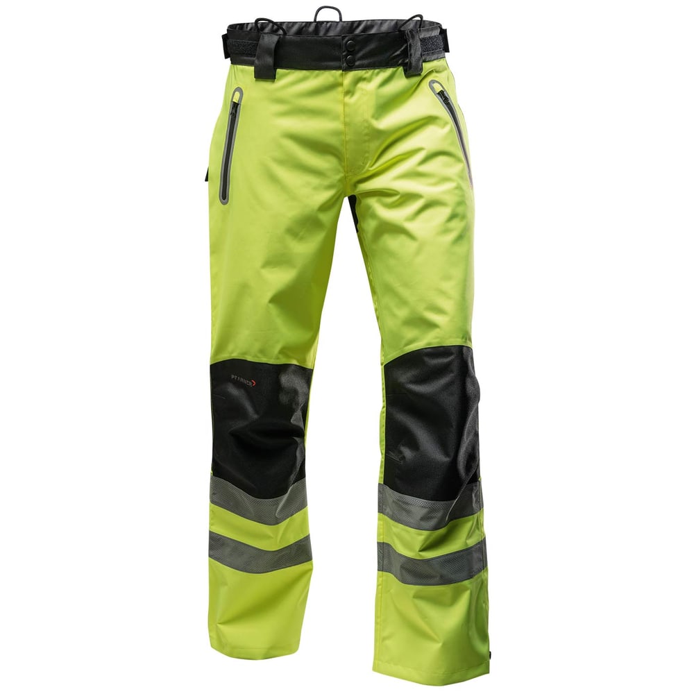 Nanoshield® rain pants EVO EN 20471, yellow and black rain pants with reflective stripes on the legs and zippered pockets on the front