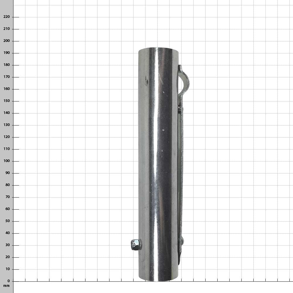 Big Shot Sleeve, Silver Metal Sleeve with Screw and Bracket on White Checkered Background