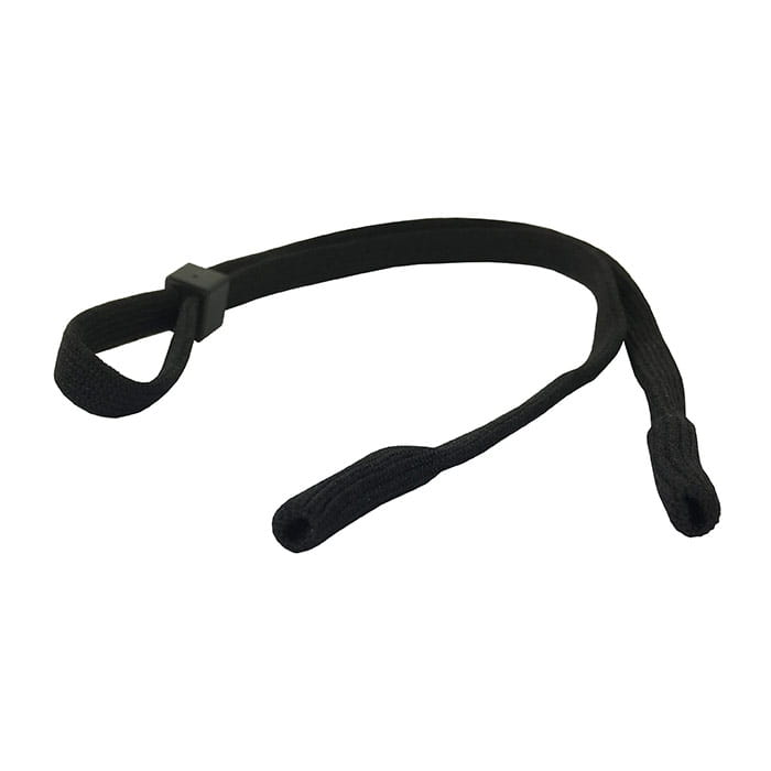 Spectacle strap in black, not specified by manufacturer, made of fabric with adjustable rubber end