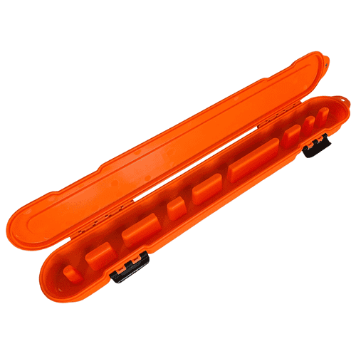 Chain Locker Orange Plastic Chain Storage Box Open with Various Inner Compartments