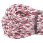 Patron Plus rope in white with red stripes, coiled and fixed with grey ribbon