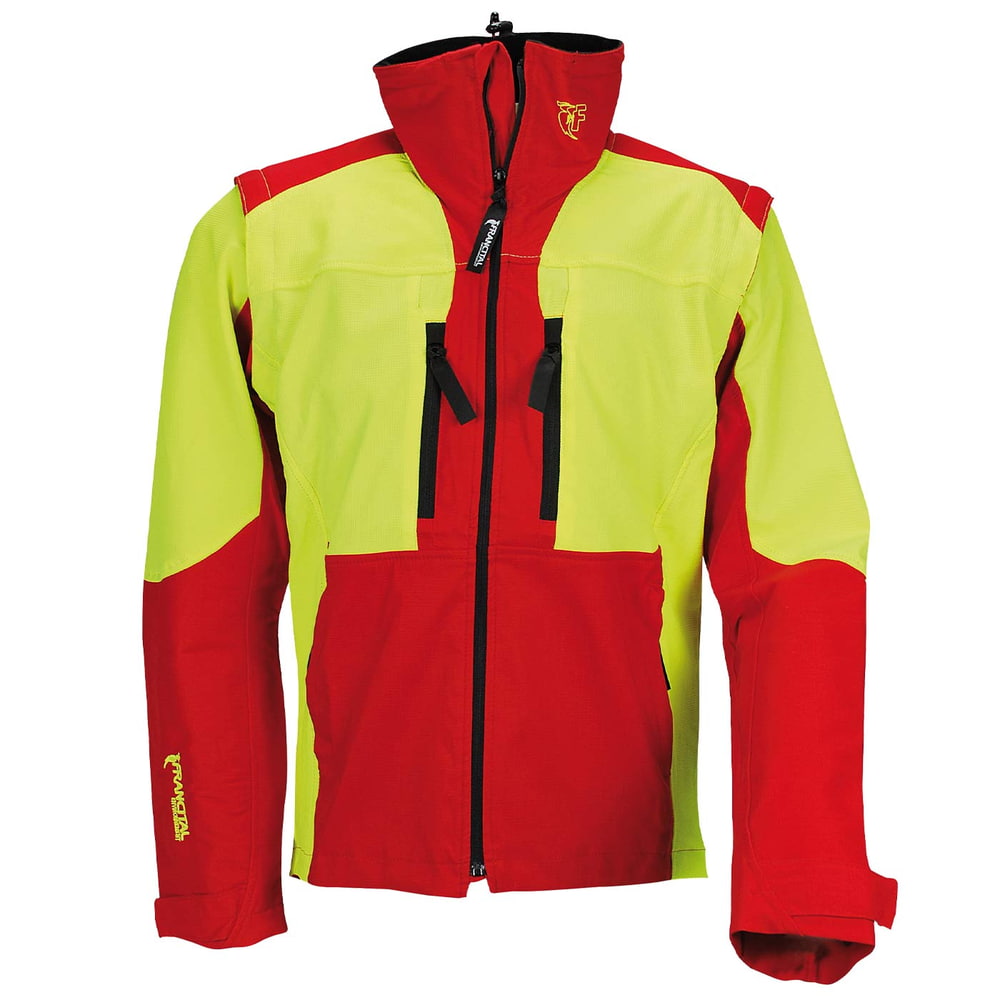Grignan R jacket in red and yellow with black zipper and two black zippered front pockets