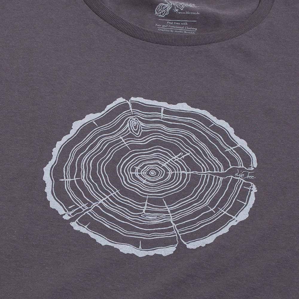Treeslice Men T-shirt with grey fabric and white tree trunk cut design in the middle