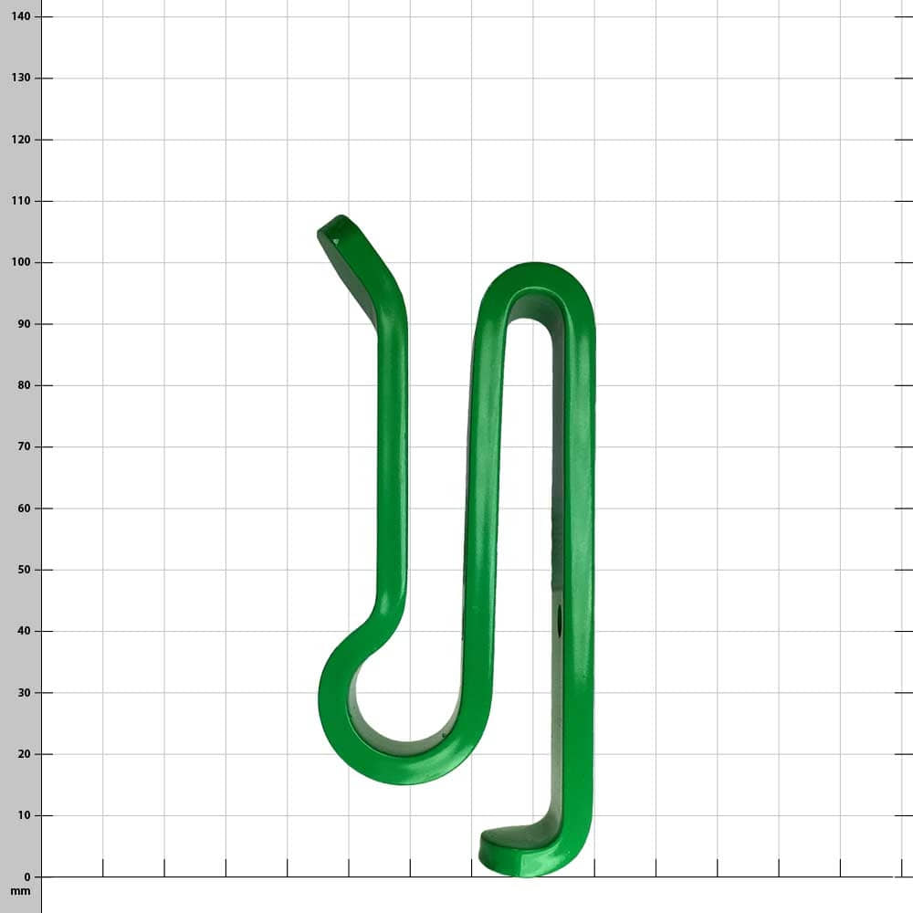 Green plastic BuckCarrier, top view with curved design