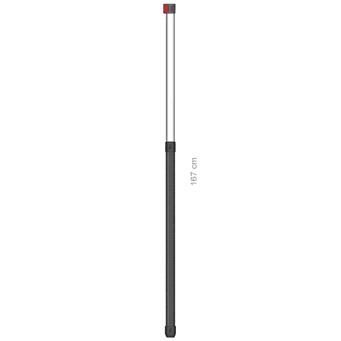 Hayauchi 490 rod bottom, long rod with black handle and silver barrel, red knob at top, length 167 cm