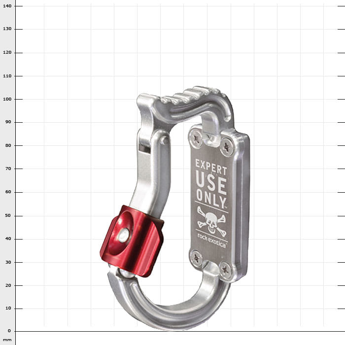 transPorter snap hook with red clasp and engraving "EXPERT USE ONLY" on the front