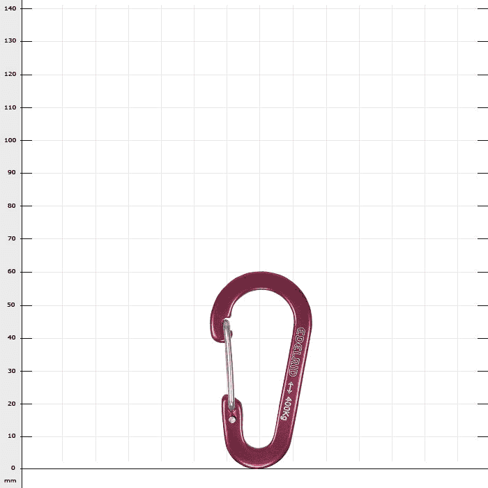 Wire 60 snap hook in red with silver spring, manufacturer Edelrid, front view