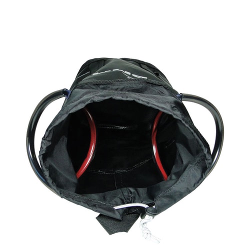 Interior view of the open DMM Tool Bag 6 with red inner frame and drawstring closure at the top edge