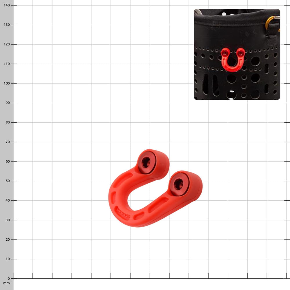 Stowaway Small Red Plastic Hook with Two Screw Holes, Product Name Visible