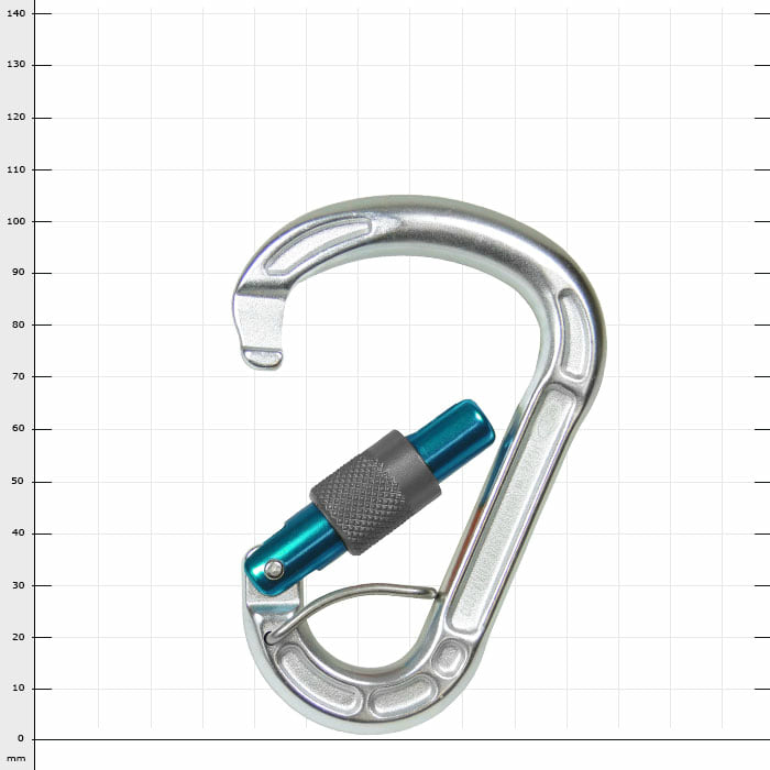 Cevedale Screw carabiner with open screw cap in silver and blue