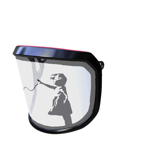 PROTOS® Visor Special Edition Side View with Black Frame and Motif of a Girl Reaching for a Red Balloon