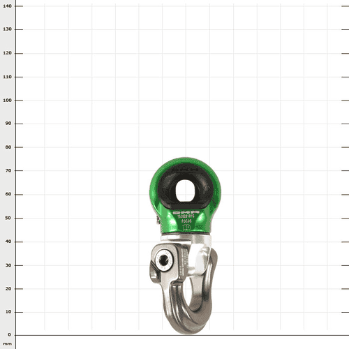 Mini-Swivel Focus S, green and silver metal ring with side screw, manufacturer's name not visible