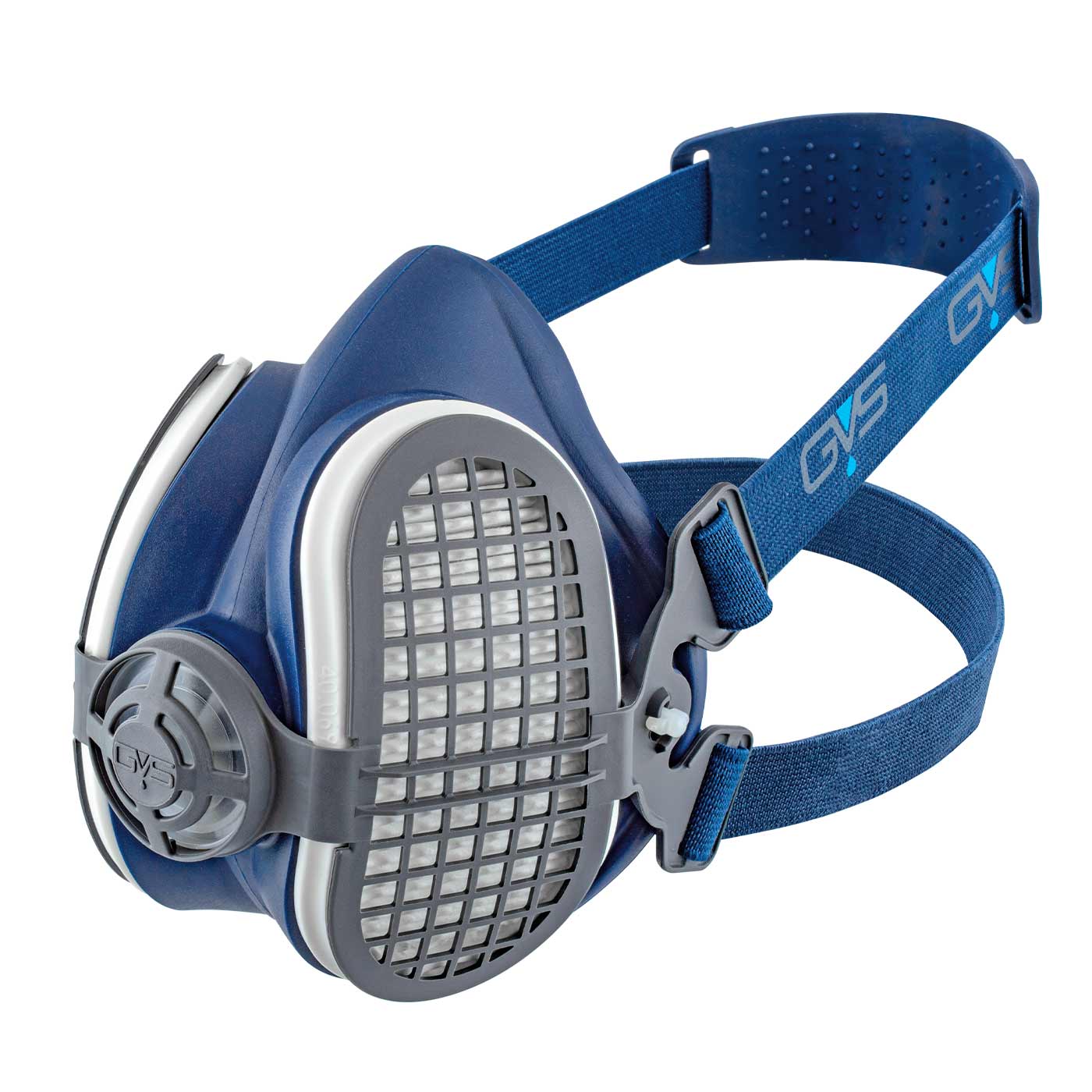 Elipse P3 RD Half Mask in Dark Blue with Grey Mesh Cover and Blue Strap with GV Logo