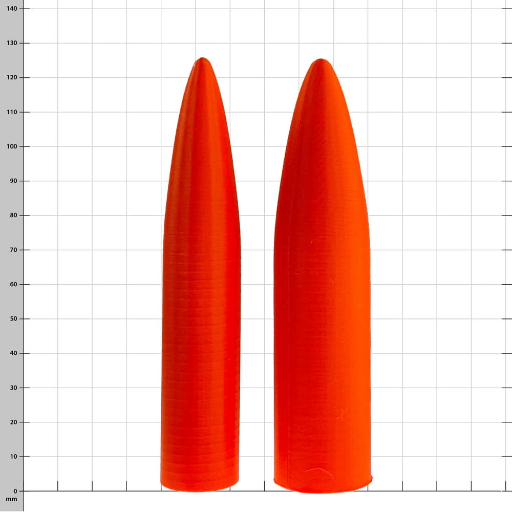 Splice Awl Signal 22/28, two orange cone-shaped plastic parts side by side against checkered background