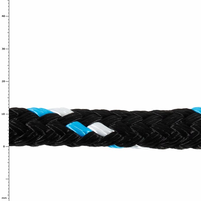 GEFA 2T PA Blue, Black Braided Rope with Blue and White Threads