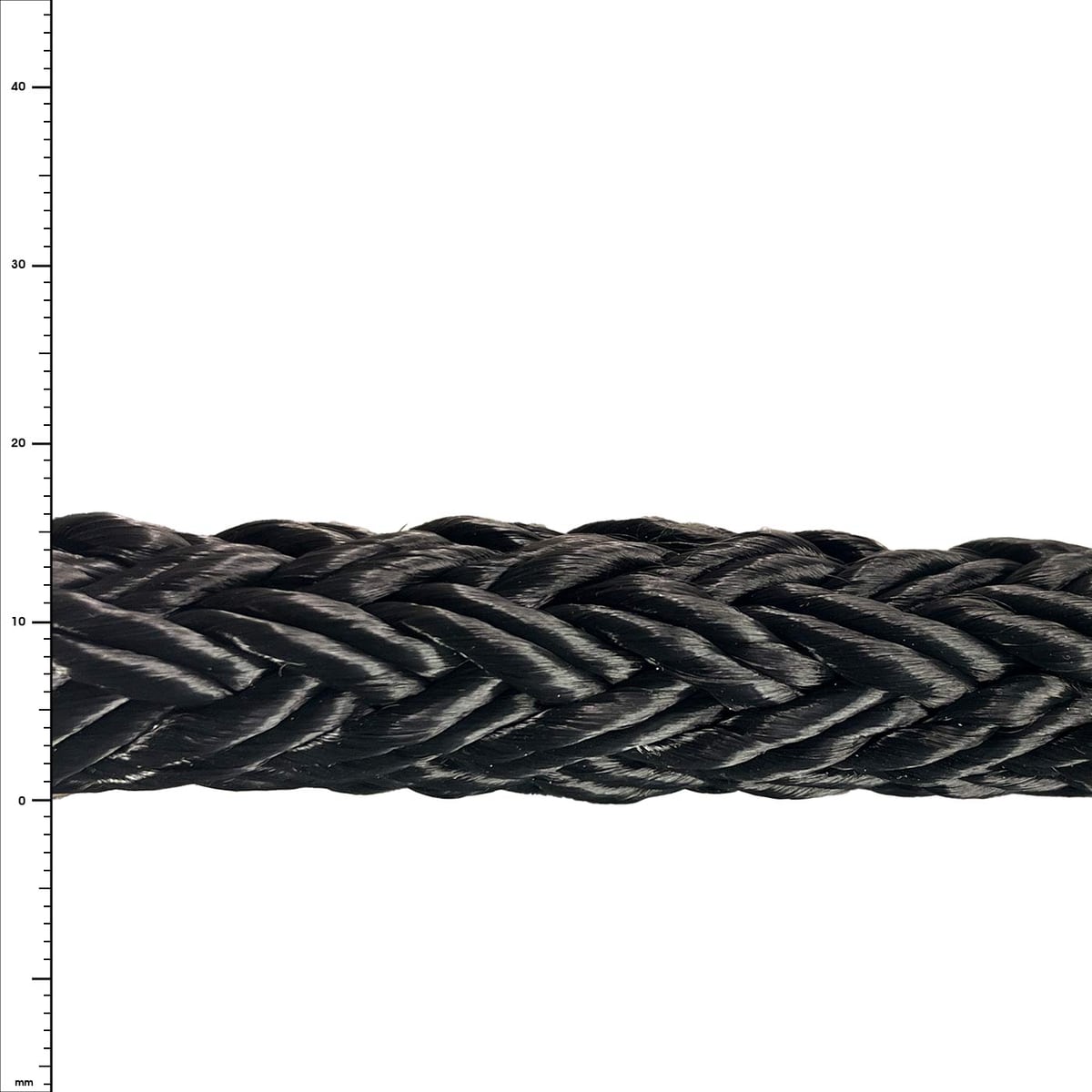 GEFA 4T Recycled PES by GEFA, Black Braided Cord in Closeup with Measurements