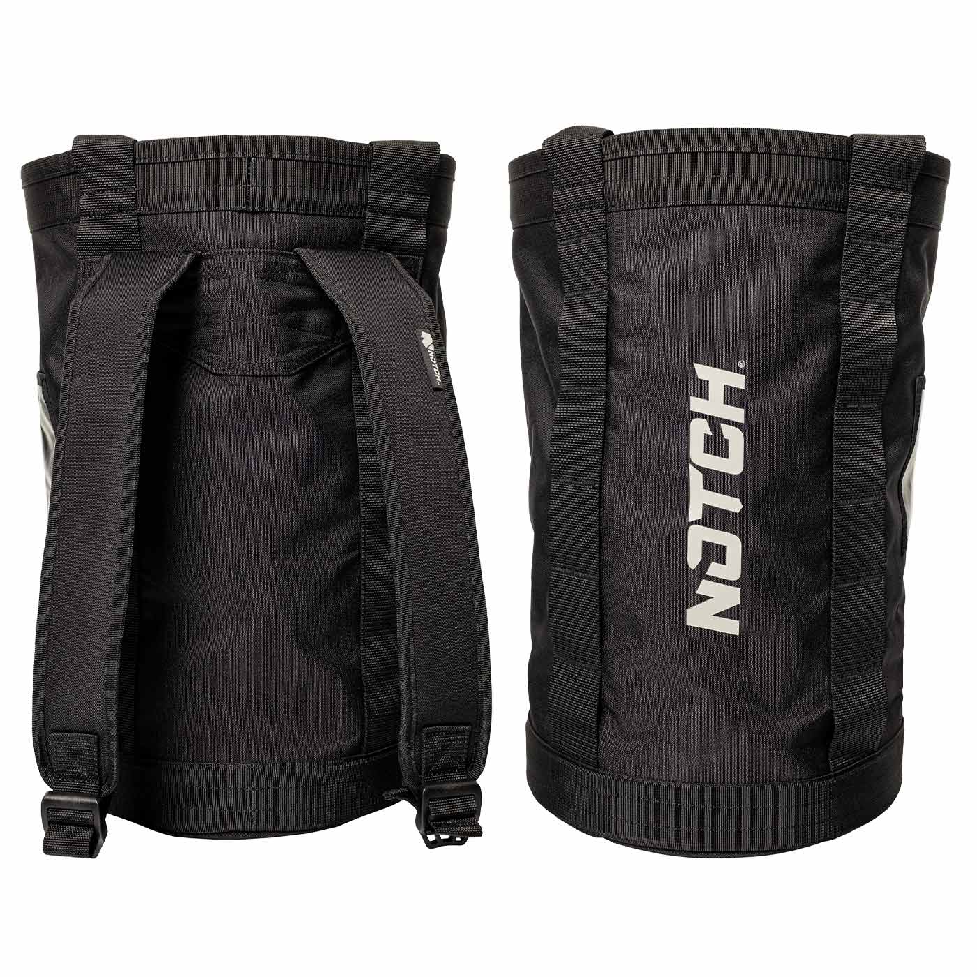 Pro 450 Bag, black notch bag with back and front, two padded shoulder straps and logo visible on the side