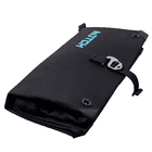 Throwline Pop Box by Notch, folded black box with light blue lettering and black closure strap