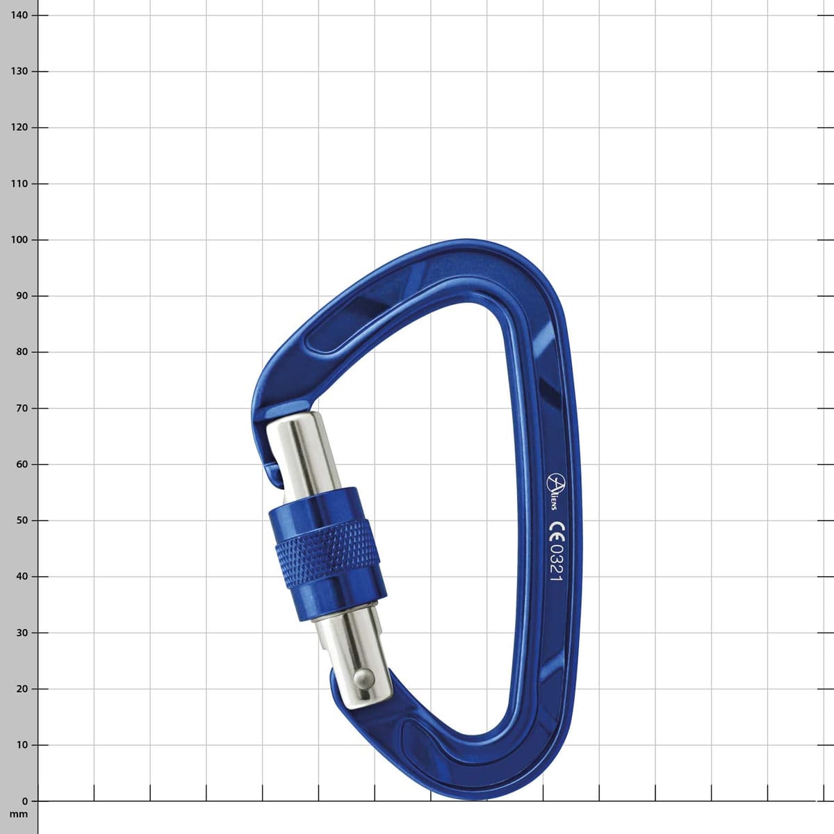 Alu Classic D Screw Carabiner in Blue with Screw Lock