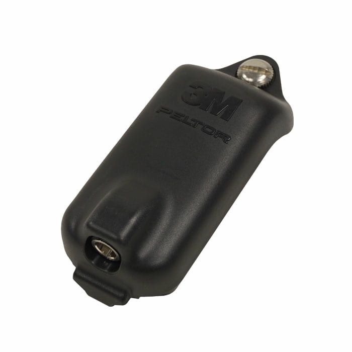 Lite Com ACK053 battery pack from 3M Peltor in black color with visible screw and port opening