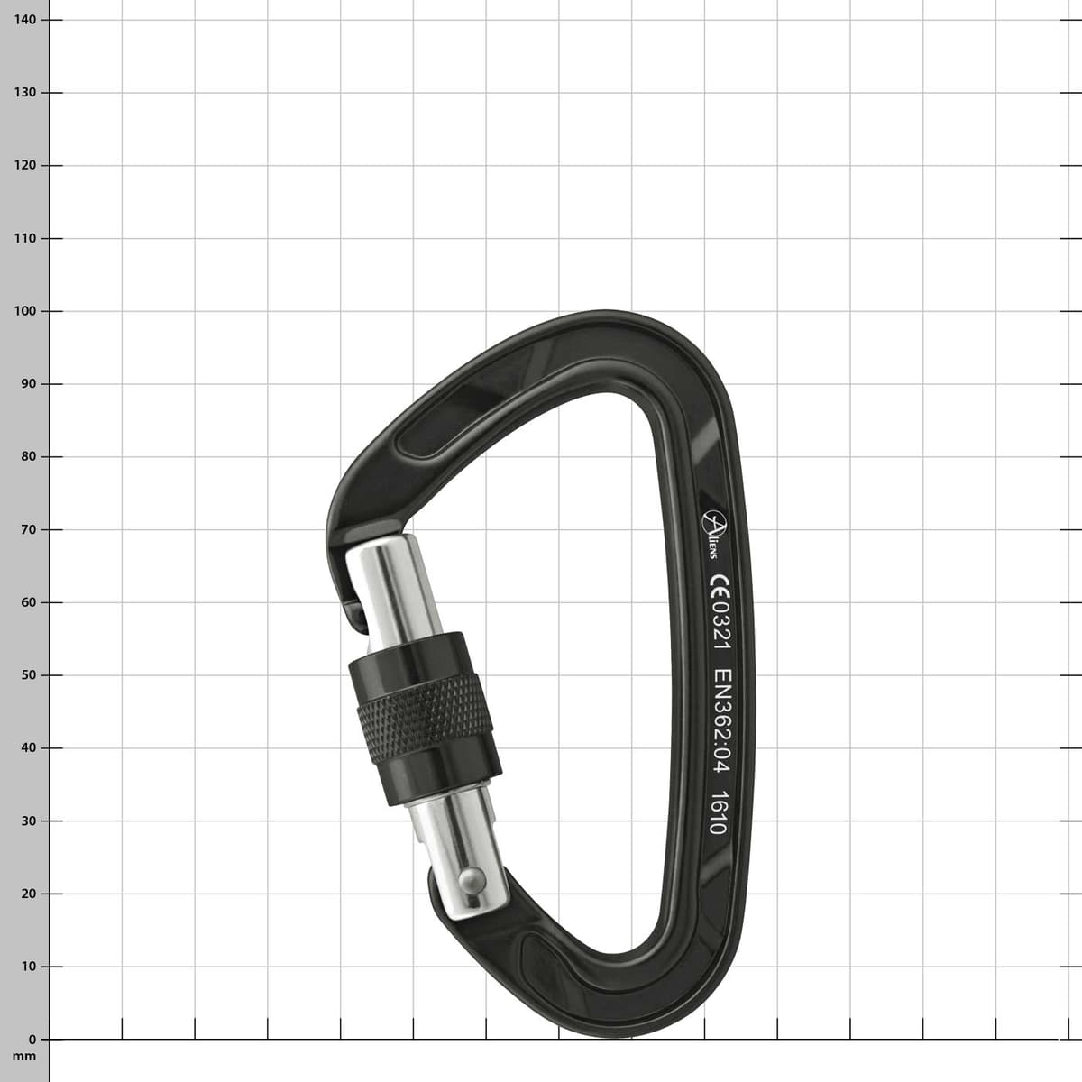 Alu Classic D Screw Carabiner in Black with Screw Lock