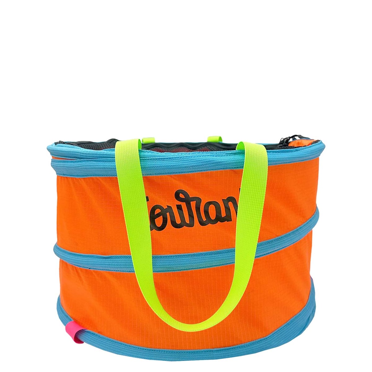 Pelican L Bag in Orange with Blue Borders and Yellow Handles