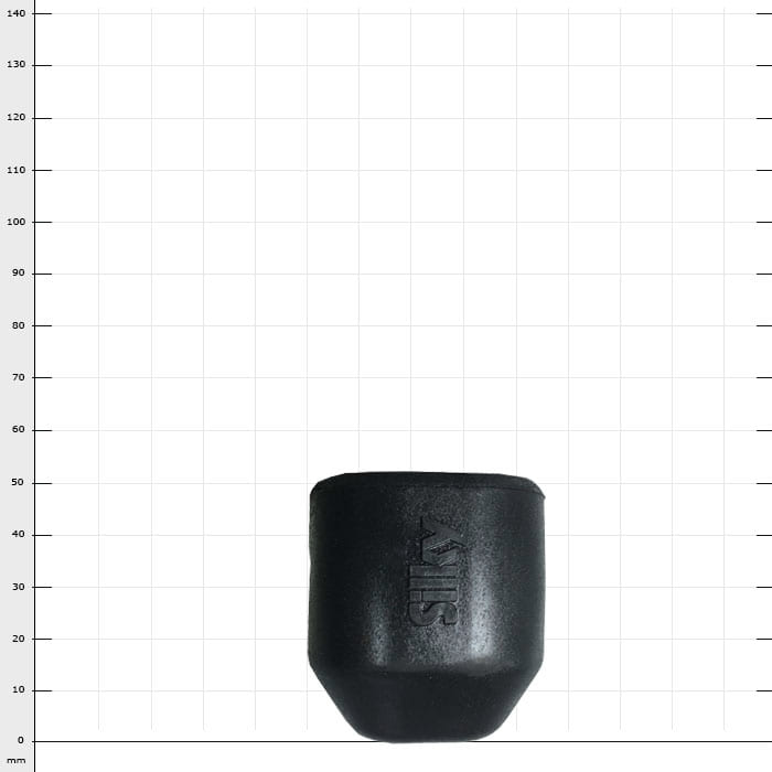Hayauchi 297 + 490 Rubber Bumper Black with Engraved "SIS" Lettering on White Background with Millimeter Scale
