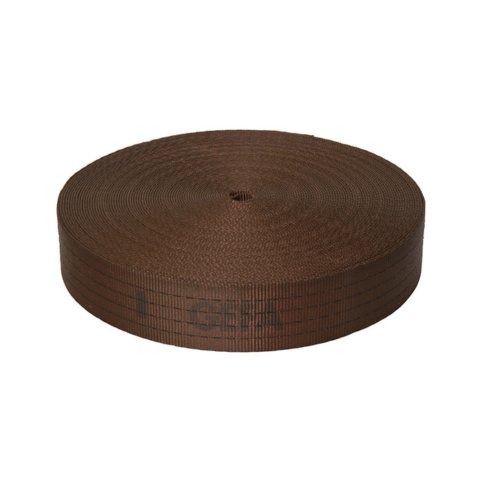 GEFA 10 t webbing XL brown rolled-up webbing with black lettering