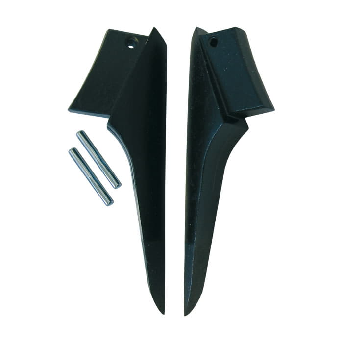 Buckspikes Pin L, two black pointed plastic parts with two small metal pins