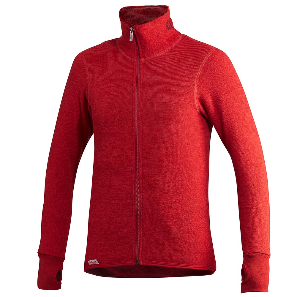 Jacket 400 red jacket with full-length zipper and thumbholes on the sleeves