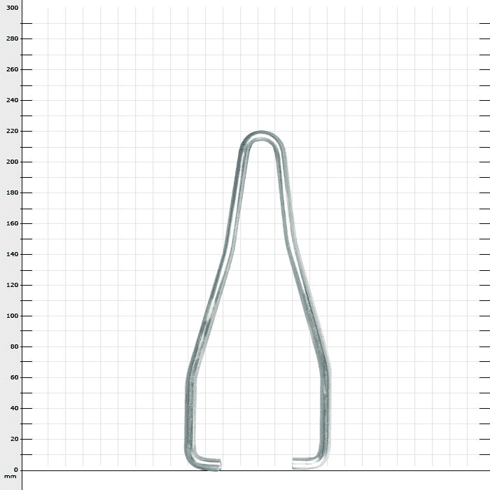 Ratchet wedge handle made of metal, silver-coloured, on a checkered background with dimensions in millimetres