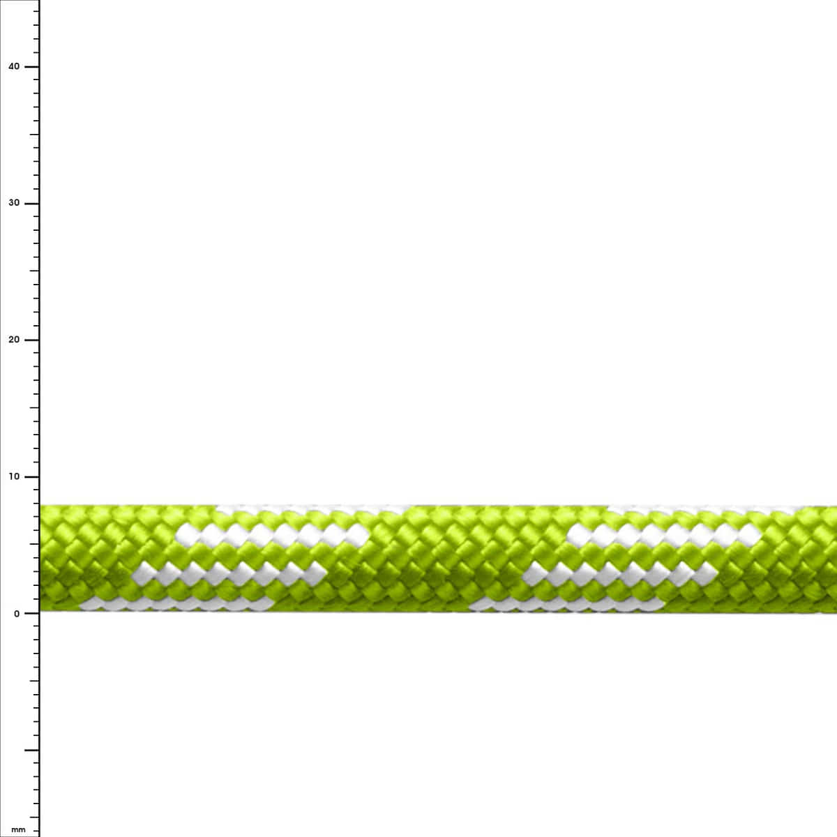 Special rope in green with white patterns on white background