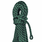 Sirius 10 pulley, black and green rope, rolled up and with a loop at the end