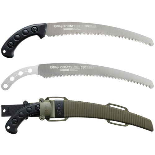 Silky Zübat Ultimate 330-6.5-7.5 Hand Saw with Black Handle, Two Saw Blades and Green Plastic Case