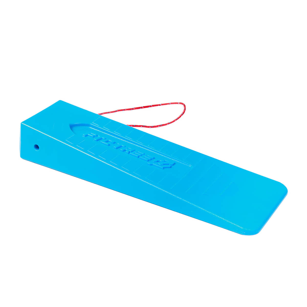 Triss blue plastic wedge with red ribbon, product name Triss