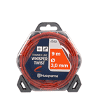 Husqvarna Whisper-Twist 3.0 trimmer line in transparent plastic packaging, red, 9 meters long, 3.0 mm thick