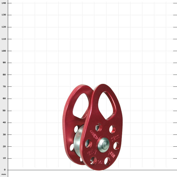 Small load roller ISC, red metal roller with multiple holes and silver axle, product name visible
