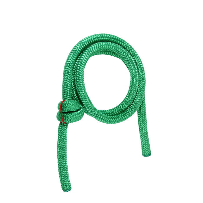 treeMOTION bridge, green rope with knots on white background