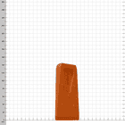 Orange ArbPro Felling Wedge 140 standing in front of a white background with grid dimension