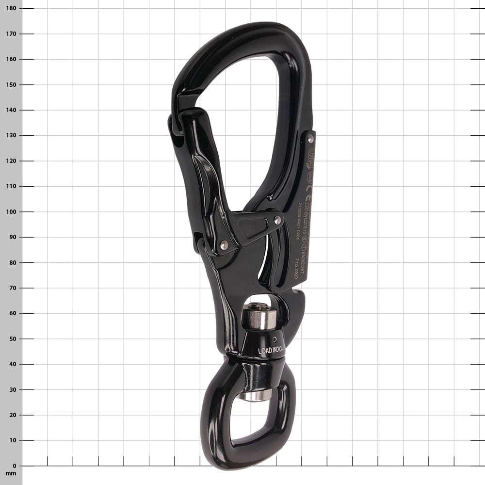 Tango 360 snap hook black with swivel and safety clasp, product name visible