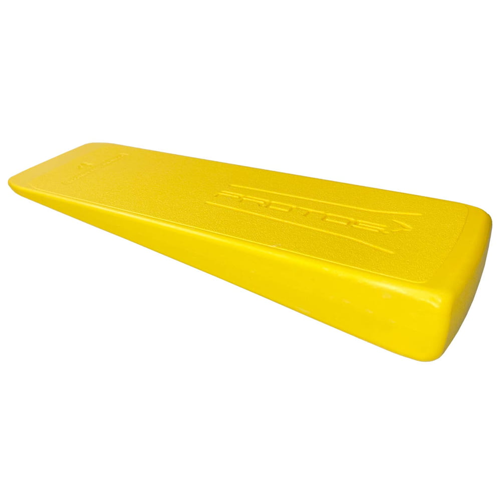 PROTOS® felling wedge yellow lying on the side with embossed PROTOS lettering