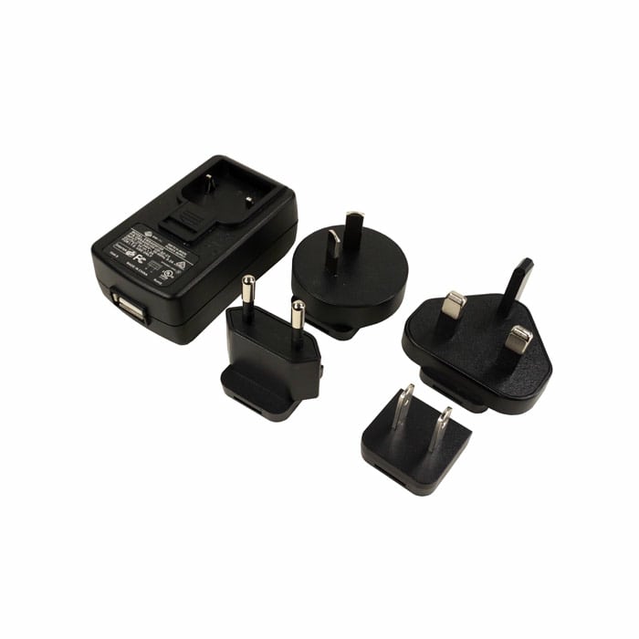 Lite Com FR08 USB Charger with Five Different Black Socket Adapters for International Use