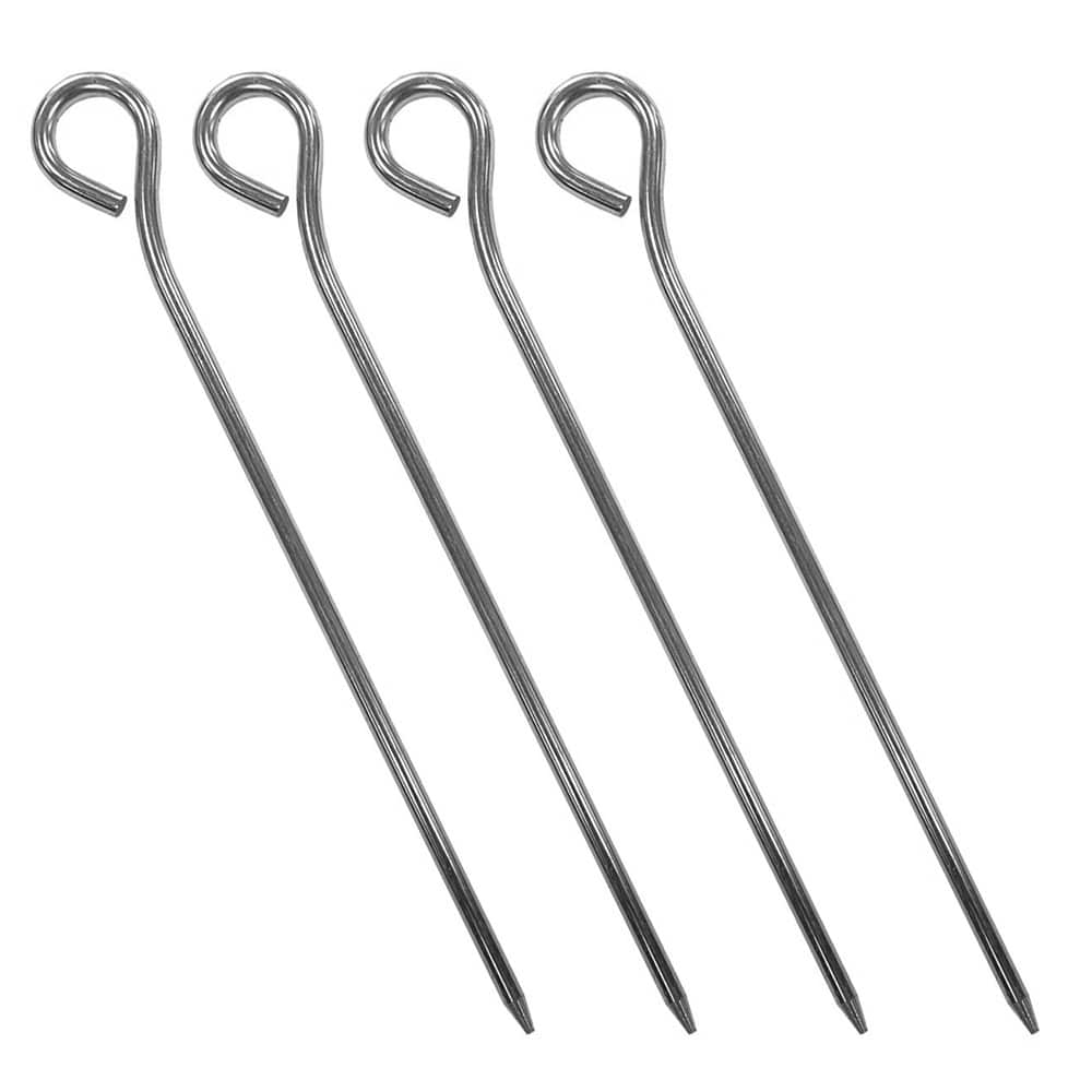 Mesh Guard Pins, four silver metal pins with curved end and tapered tip