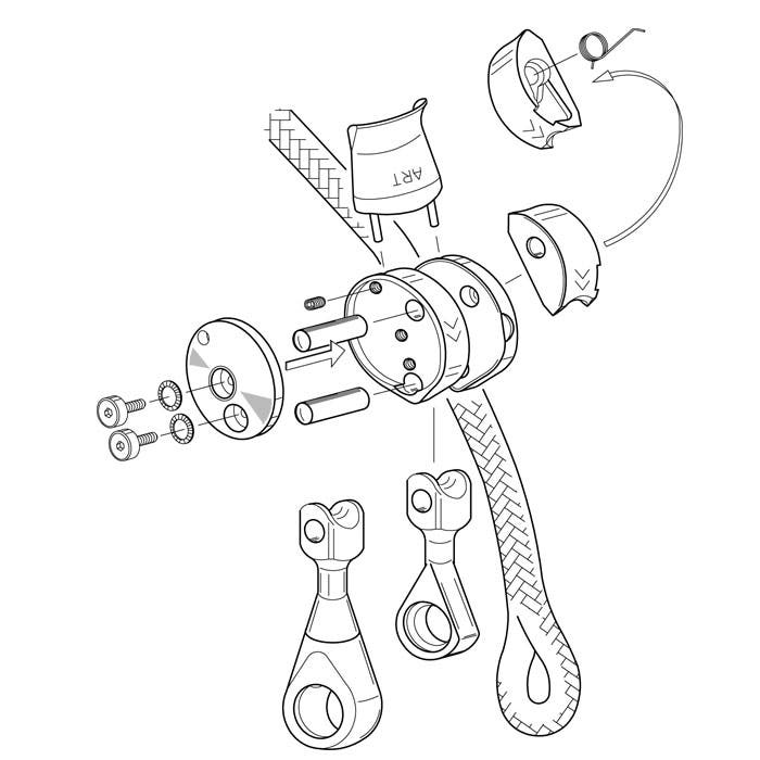Black and white technical drawing with exploded view of the positioner release handle and other components, manufacturer not visible