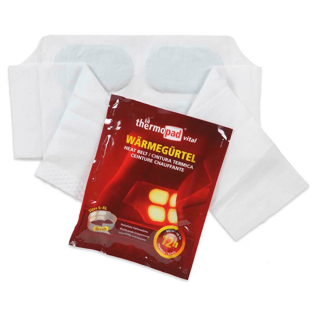 thermopad heat belt in white with red packaging showing product name and features
