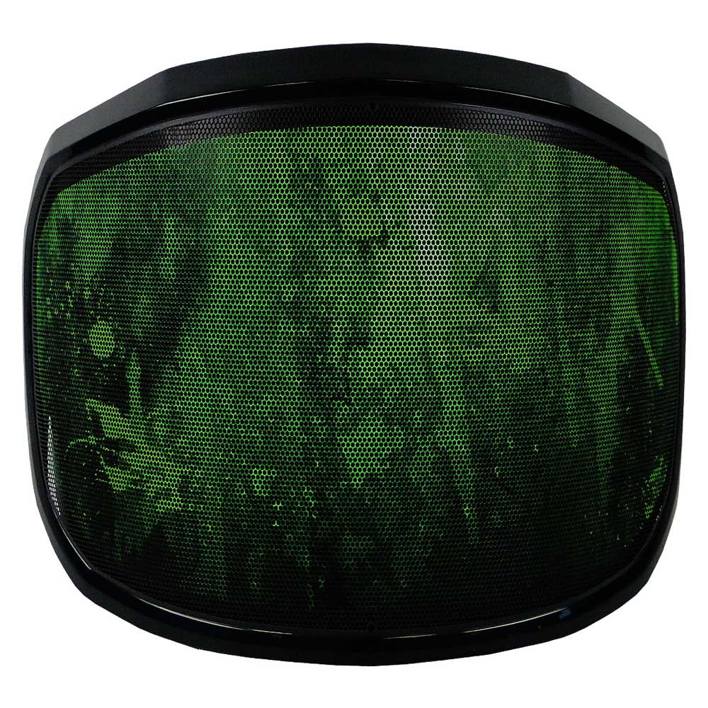 PROTOS® Visor Special Edition green-black visor with hexagonal honeycomb pattern and black frame, front view