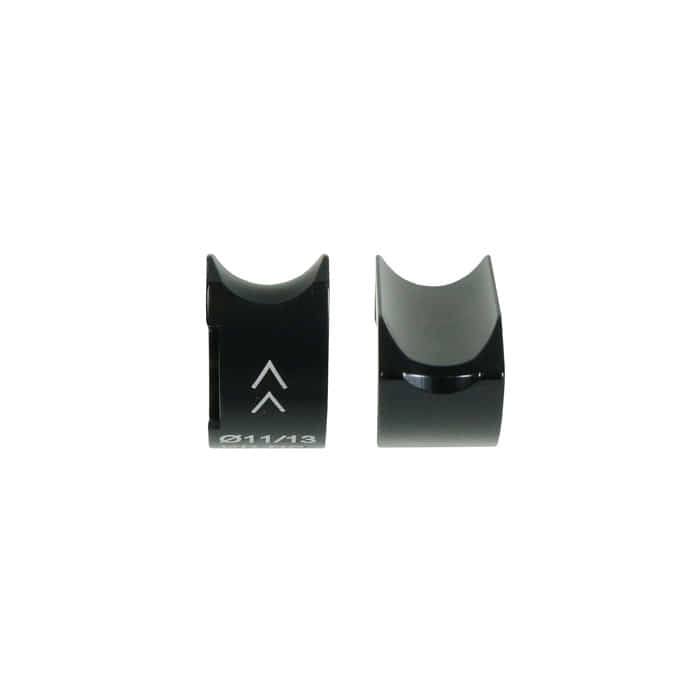 Positioner clamping jaw, two black clamping jaws with curved surface and white arrows as well as the inscription Ø11/13