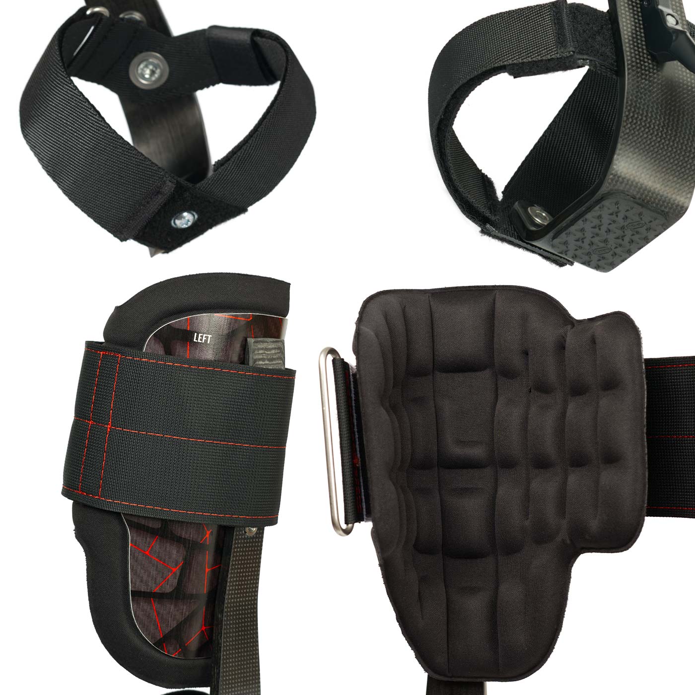 Distel Carbon 3.1 Velcro by Distel, close-up of padded black Velcro and foot strap, detail view