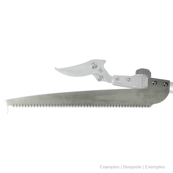 ZTR saw blade with long, serrated saw blade and a sharp blade attached to a joint.